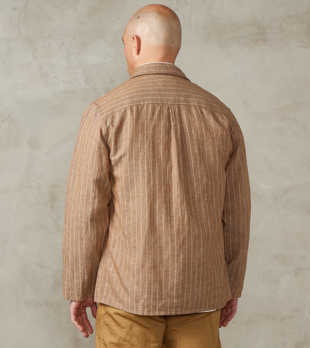 Creek 2001 Work Jacket - Beige Cotton Linen Stripe Twill