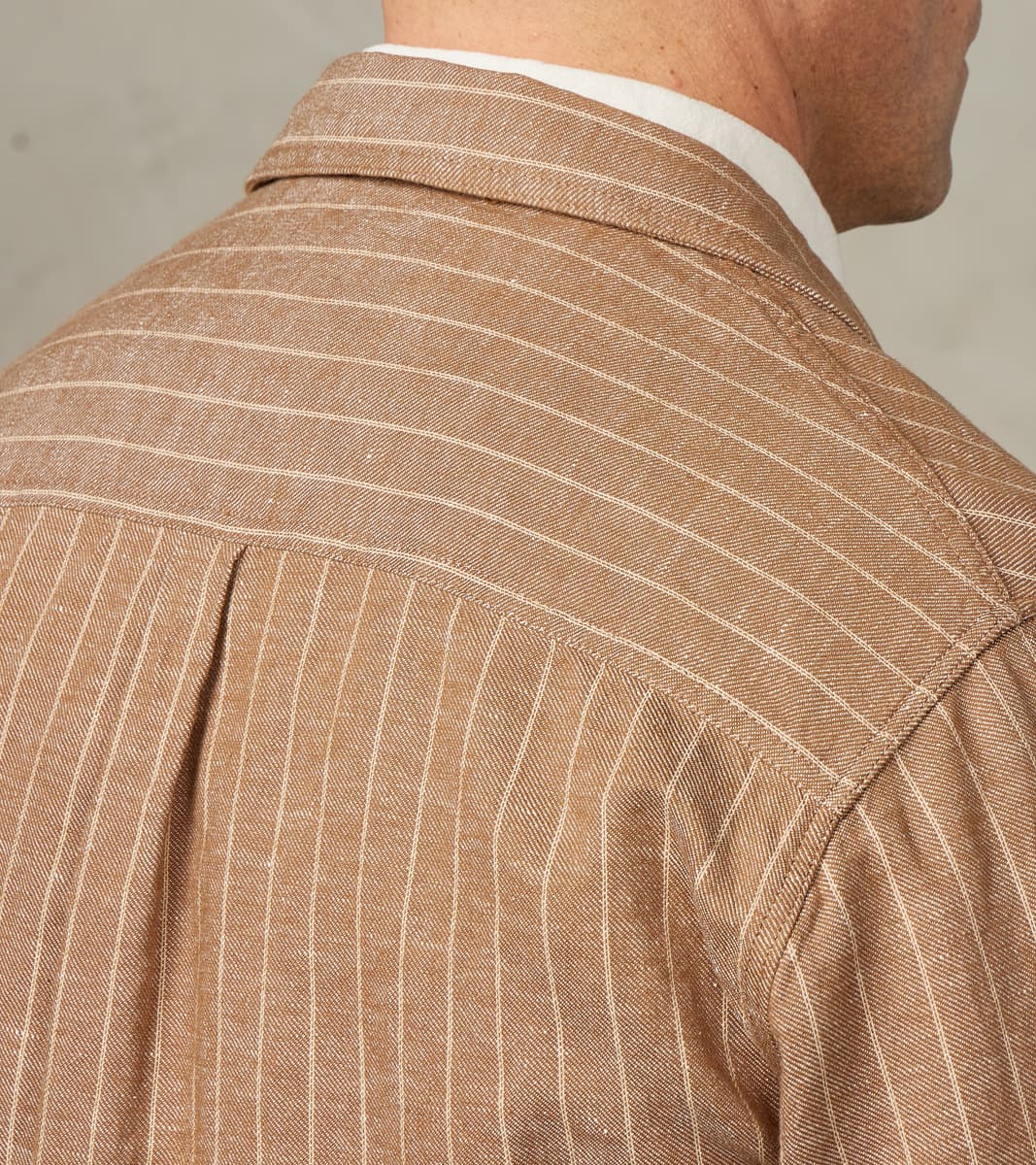 Creek 2001 Work Jacket - Beige Cotton Linen Stripe Twill