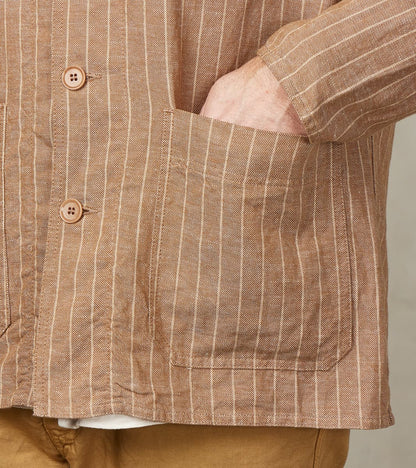 Creek 2001 Work Jacket - Beige Cotton Linen Stripe Twill