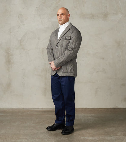 Chester 055 Field Blazer - Grey Cotton Linen Herringbone Twill