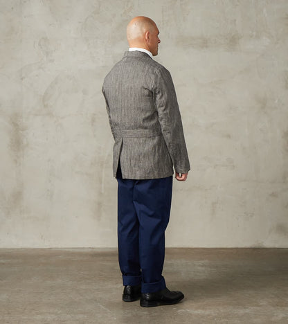 Chester 055 Field Blazer - Grey Cotton Linen Herringbone Twill