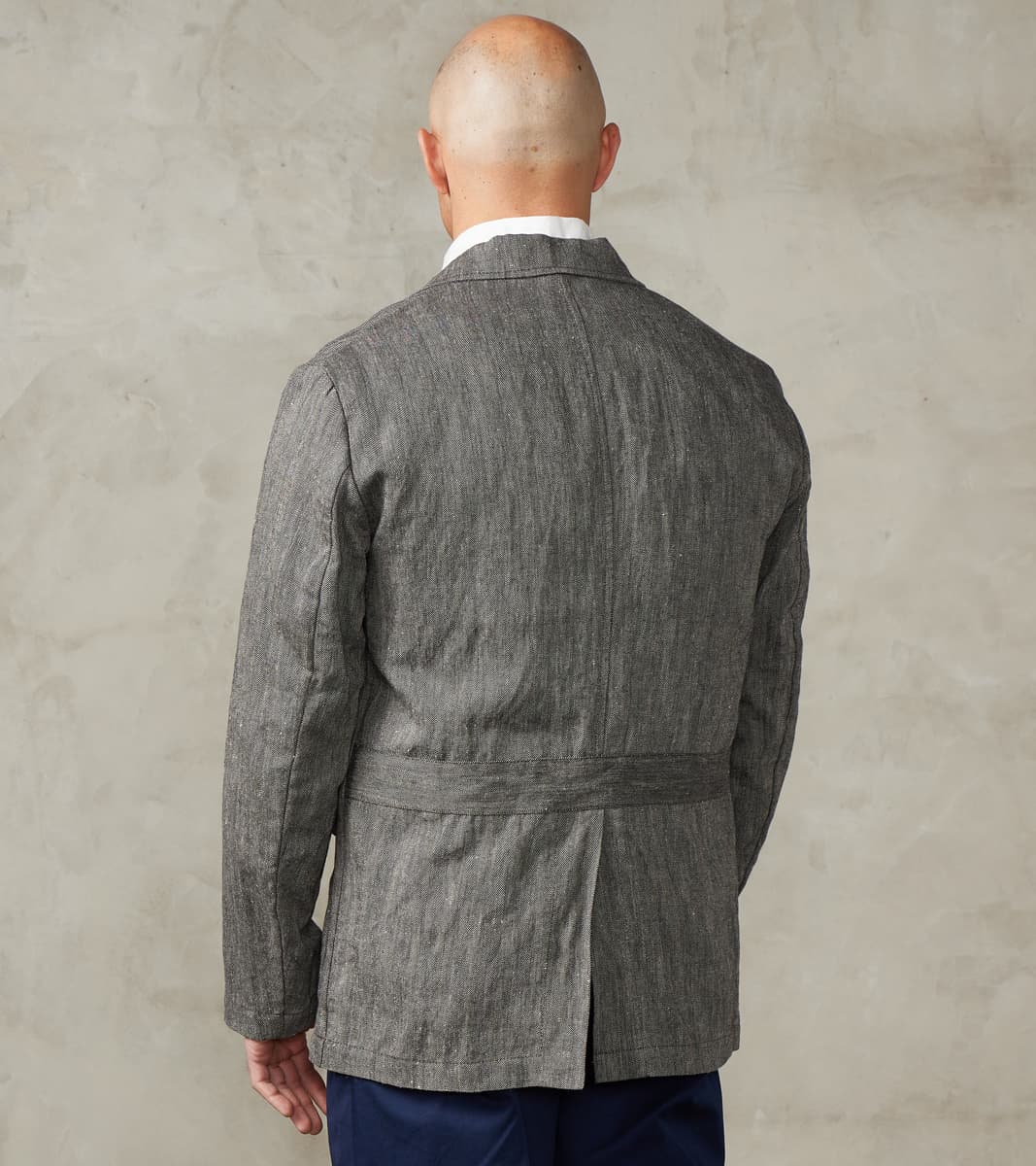 Chester 055 Field Blazer - Grey Cotton Linen Herringbone Twill