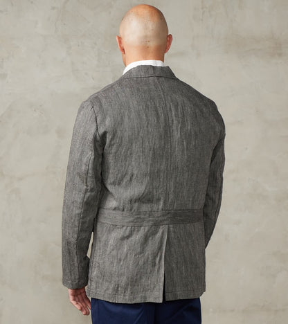 Chester 055 Field Blazer - Grey Cotton Linen Herringbone Twill