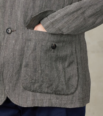Chester 055 Field Blazer - Grey Cotton Linen Herringbone Twill