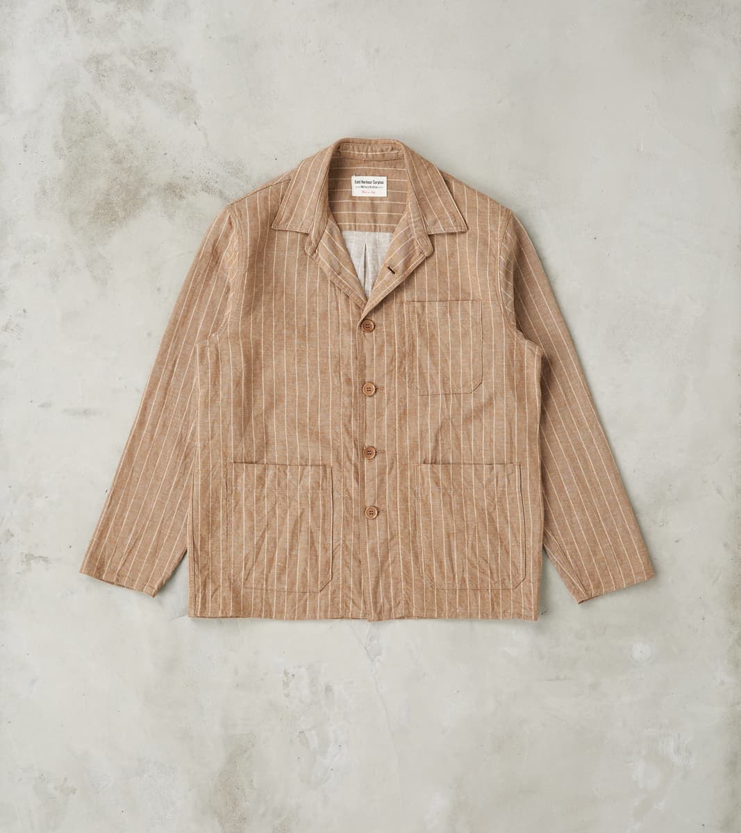 East Harbour Surplus Creek 2001 Work Jacket - Beige Cotton Linen Strip…
