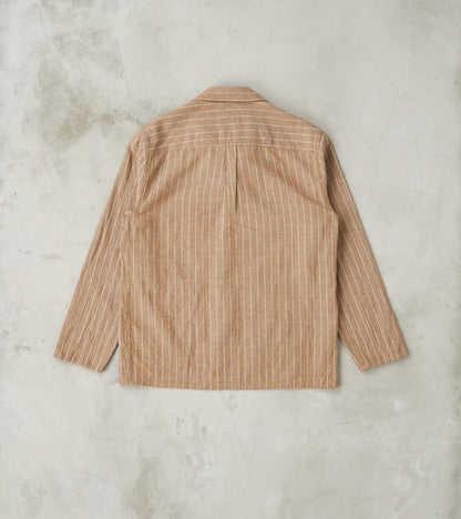 Creek 2001 Work Jacket - Beige Cotton Linen Stripe Twill