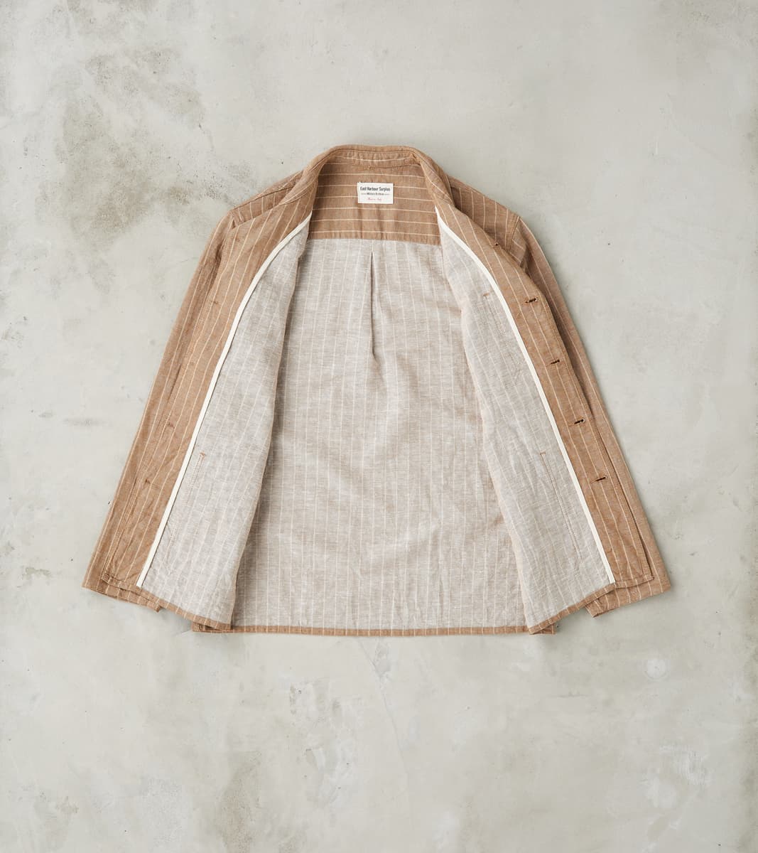 Creek 2001 Work Jacket - Beige Cotton Linen Stripe Twill