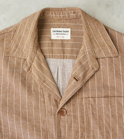 Creek 2001 Work Jacket - Beige Cotton Linen Stripe Twill