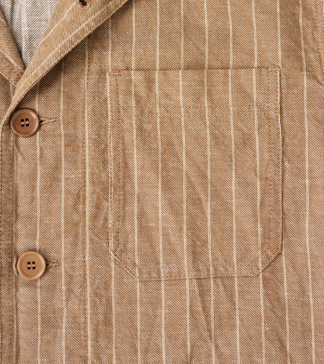 Creek 2001 Work Jacket - Beige Cotton Linen Stripe Twill