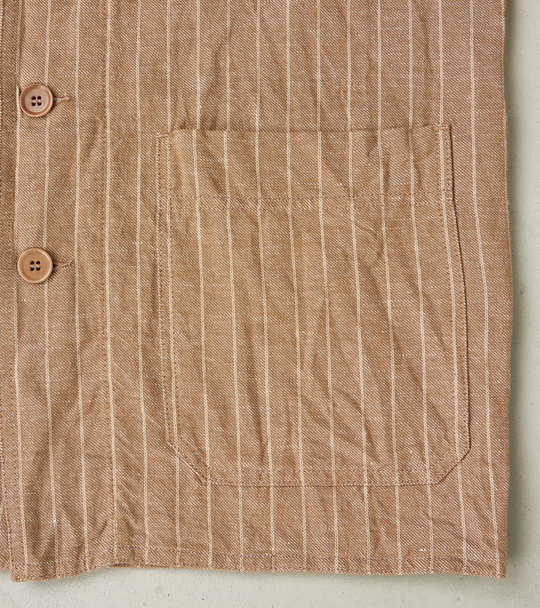 Creek 2001 Work Jacket - Beige Cotton Linen Stripe Twill