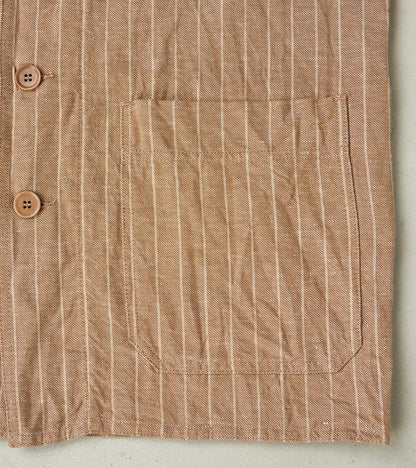 Creek 2001 Work Jacket - Beige Cotton Linen Stripe Twill