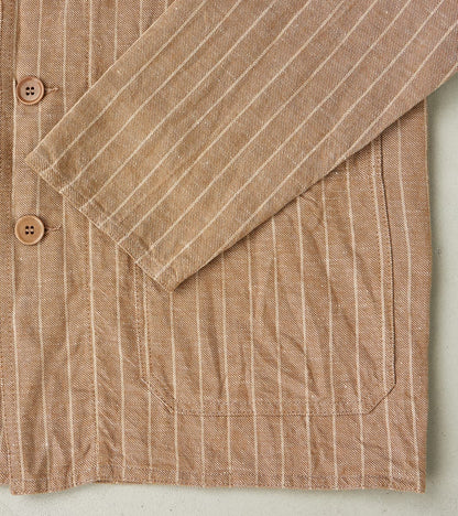 Creek 2001 Work Jacket - Beige Cotton Linen Stripe Twill