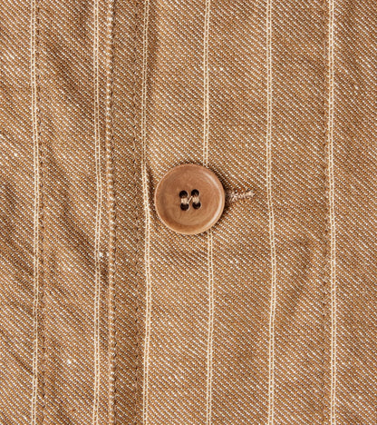Creek 2001 Work Jacket - Beige Cotton Linen Stripe Twill