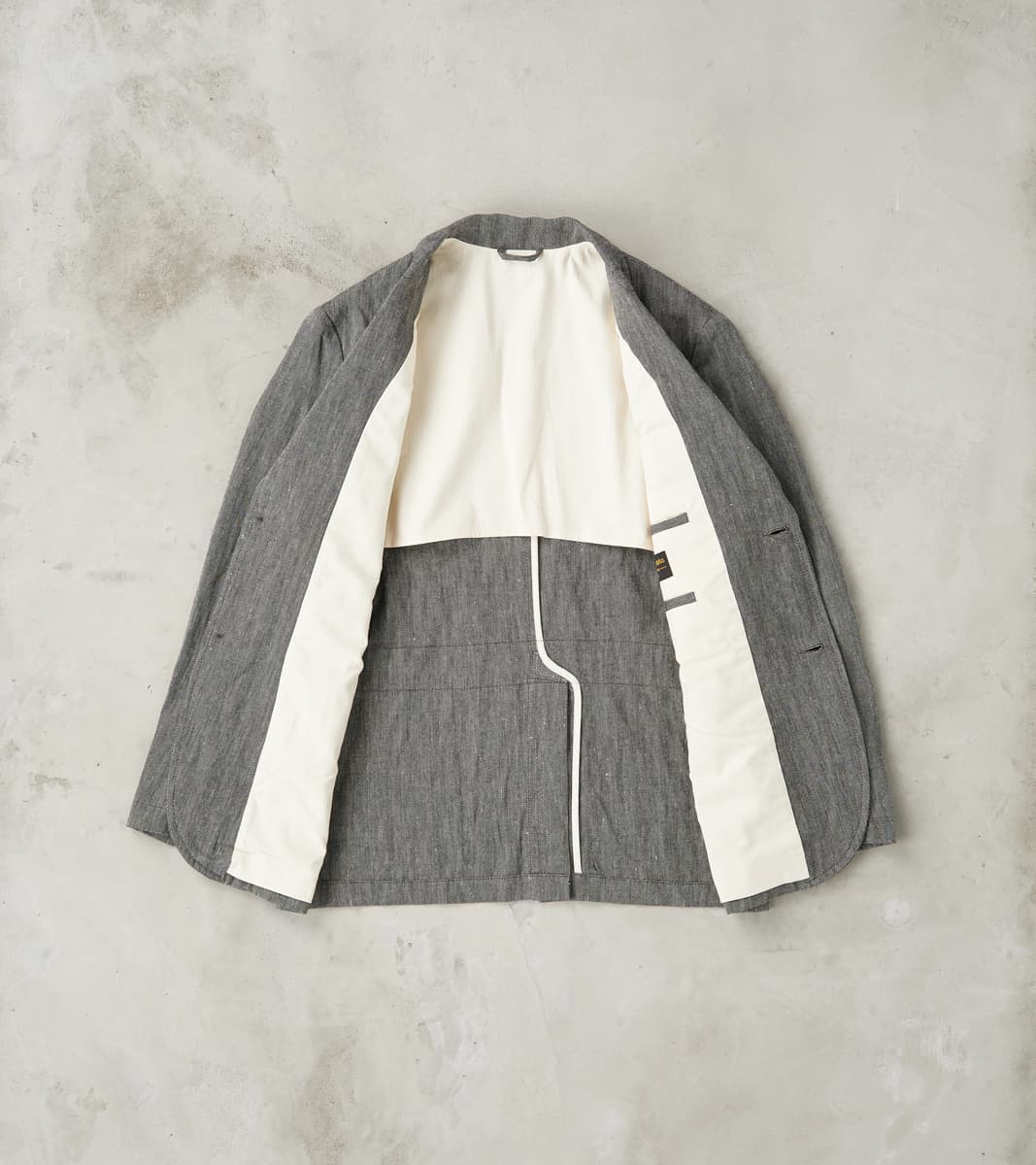 Chester 055 Field Blazer - Grey Cotton Linen Herringbone Twill