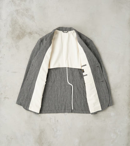 Chester 055 Field Blazer - Grey Cotton Linen Herringbone Twill