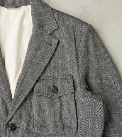 Chester 055 Field Blazer - Grey Cotton Linen Herringbone Twill