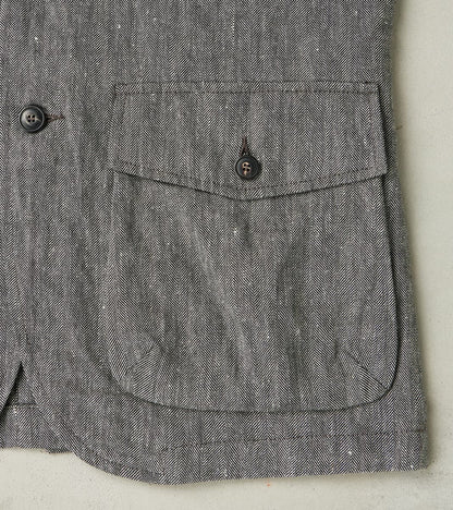 Chester 055 Field Blazer - Grey Cotton Linen Herringbone Twill