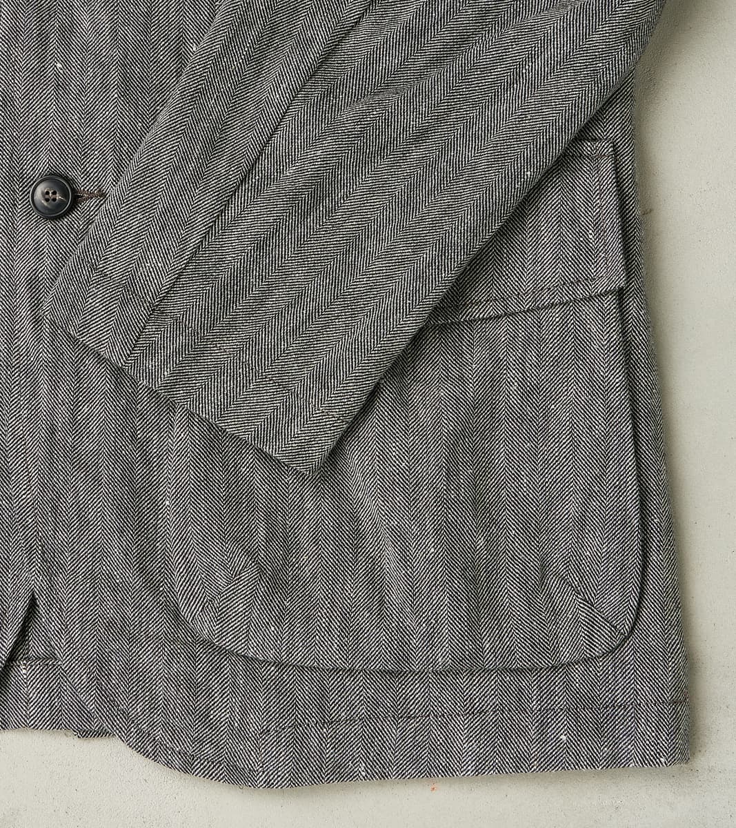 Chester 055 Field Blazer - Grey Cotton Linen Herringbone Twill