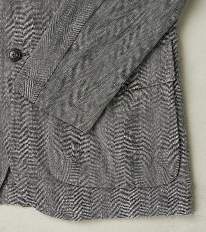 Chester 055 Field Blazer - Grey Cotton Linen Herringbone Twill
