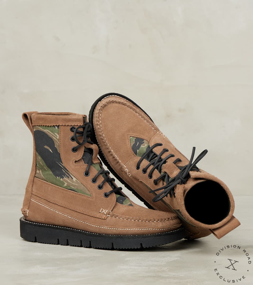 Rangeley Boot DB - Vibram Gloxi - Mole Suede & Deadstock Tiger Stripe Camo