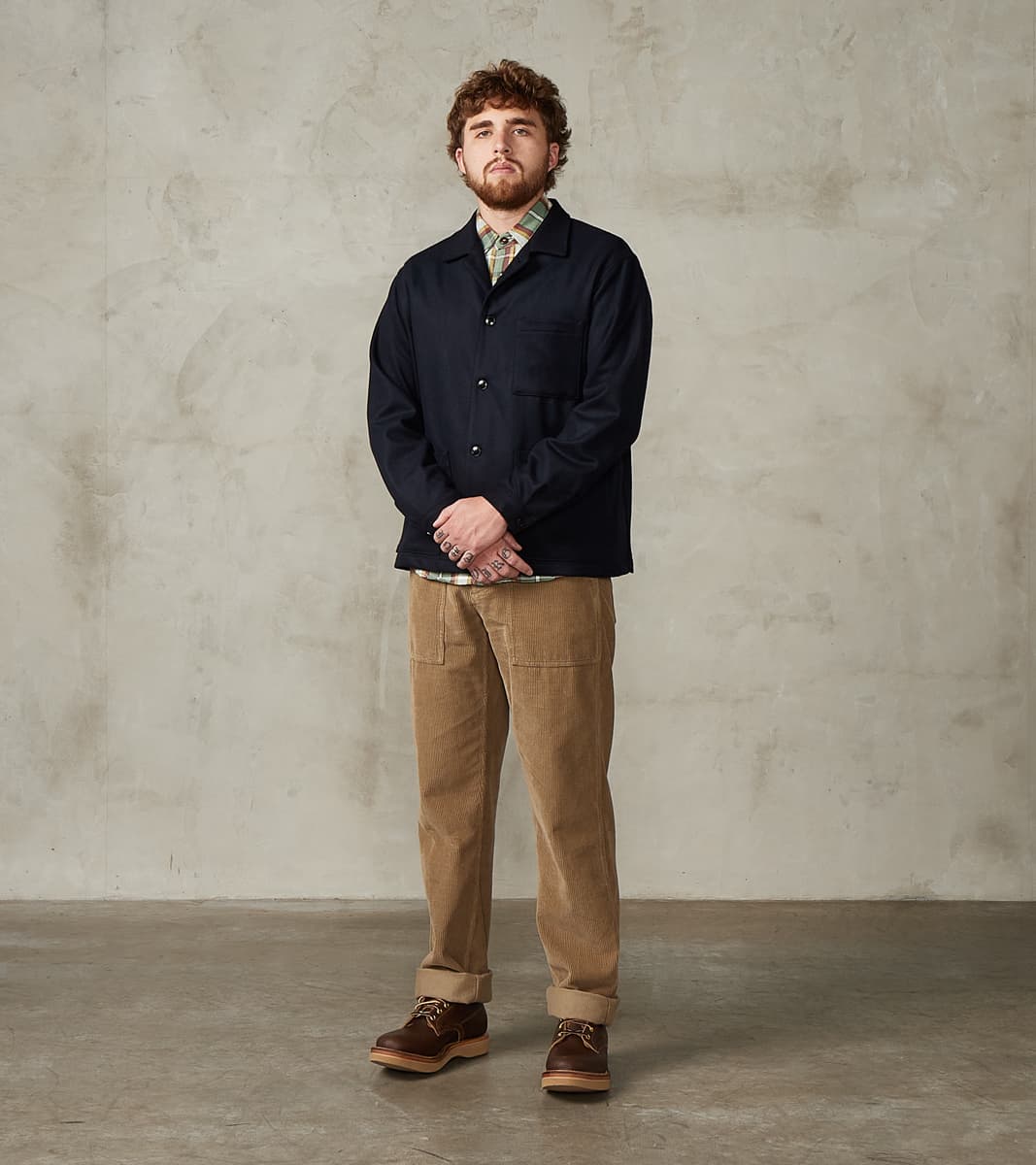 Fortela Tristan Jacket - Navy Cashmere Wool Twill
