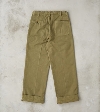 Silver Utility Trouser - Sage Herringbone Twill