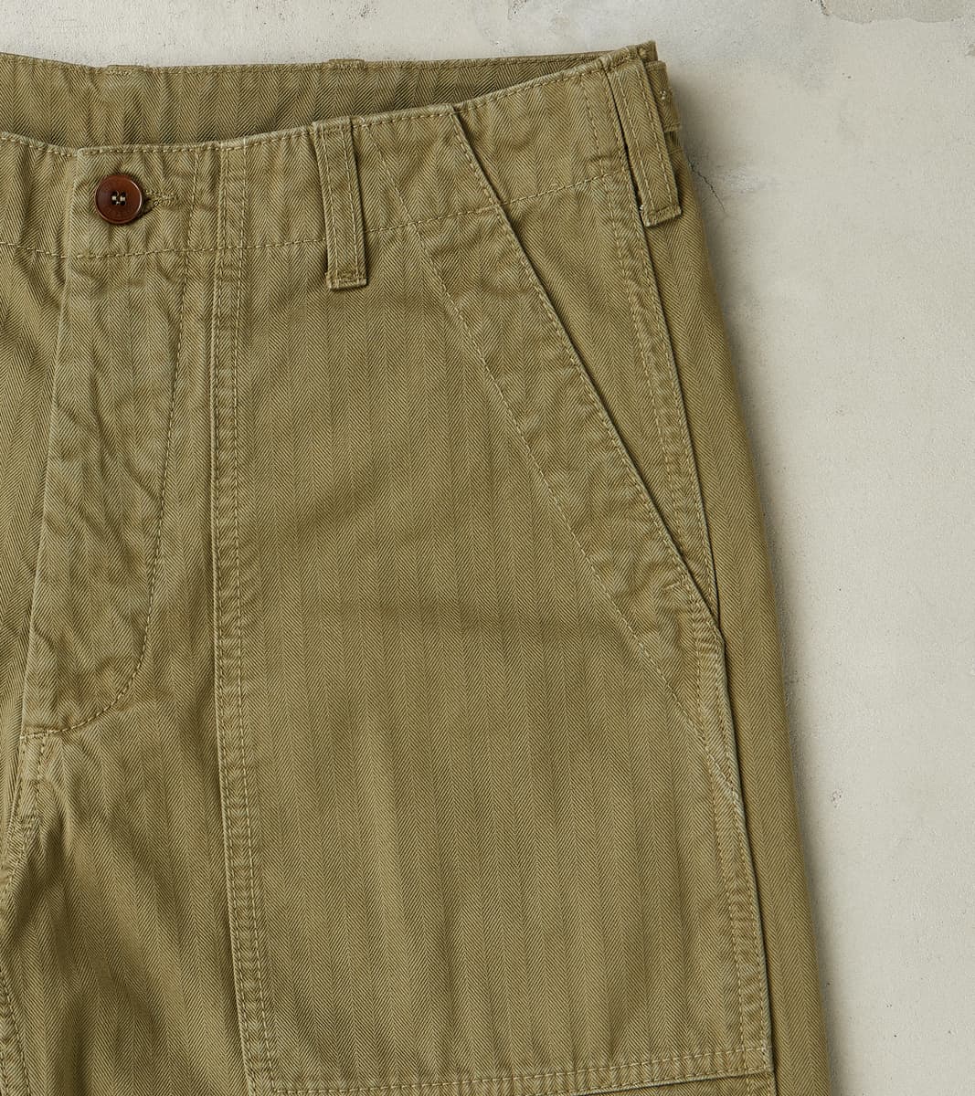 New Fatigue Trouser - Sage Herringbone Twill