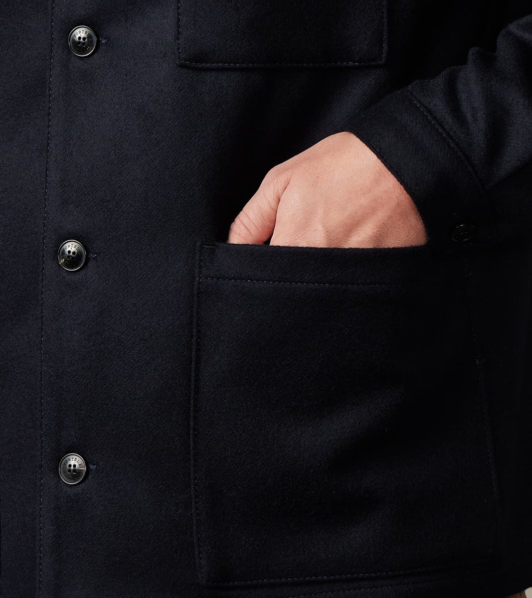 Tristan Jacket - Navy Cashmere Wool Twill