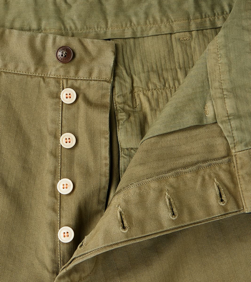 Silver Utility Trouser - Sage Herringbone Twill