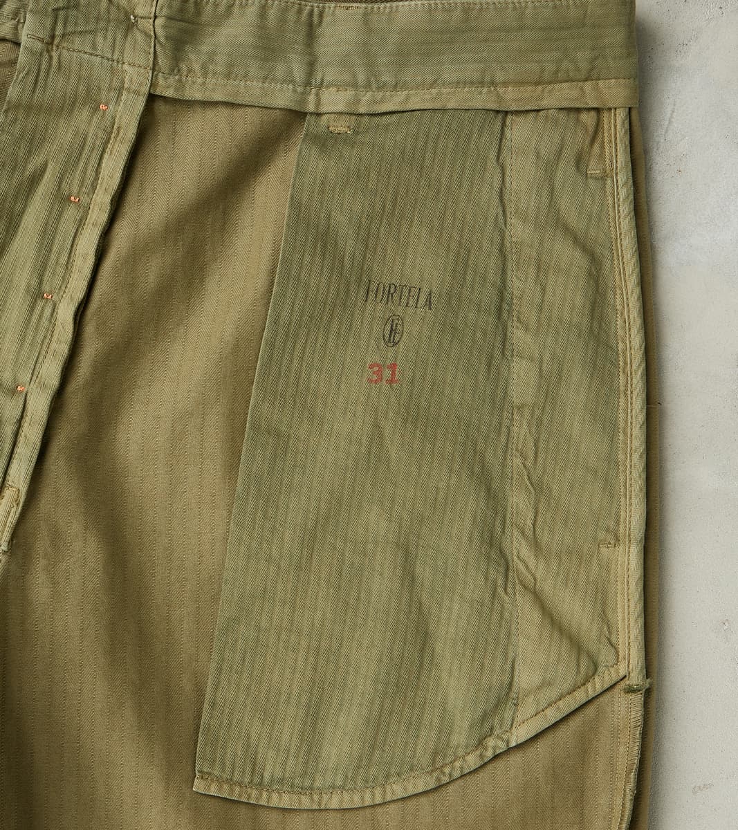 Silver Utility Trouser - Sage Herringbone Twill