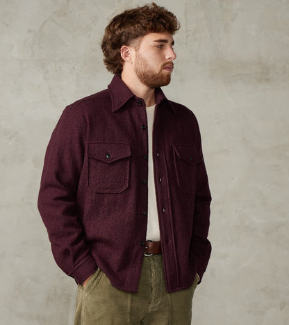 Fortela Kenny Overshirt - Burgundy Boiled Wool Twill