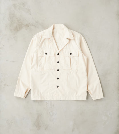 Fortela Solomon Military Overshirt - Milk Satin Twill