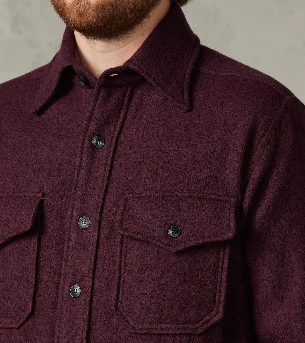 Kenny Overshirt - Burgundy Boiled Wool Twill
