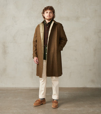 Fortela Stanford Reversible Coat - Chestnut Wool Herringbone Twill