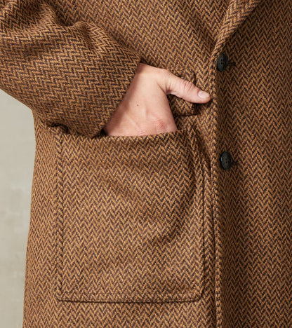 Serwilliam Coat - Brown Wool Herringbone Twill