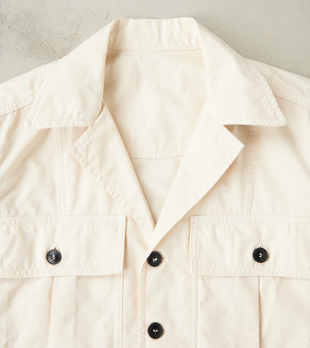 Solomon Military Overshirt - Milk Satin Twill