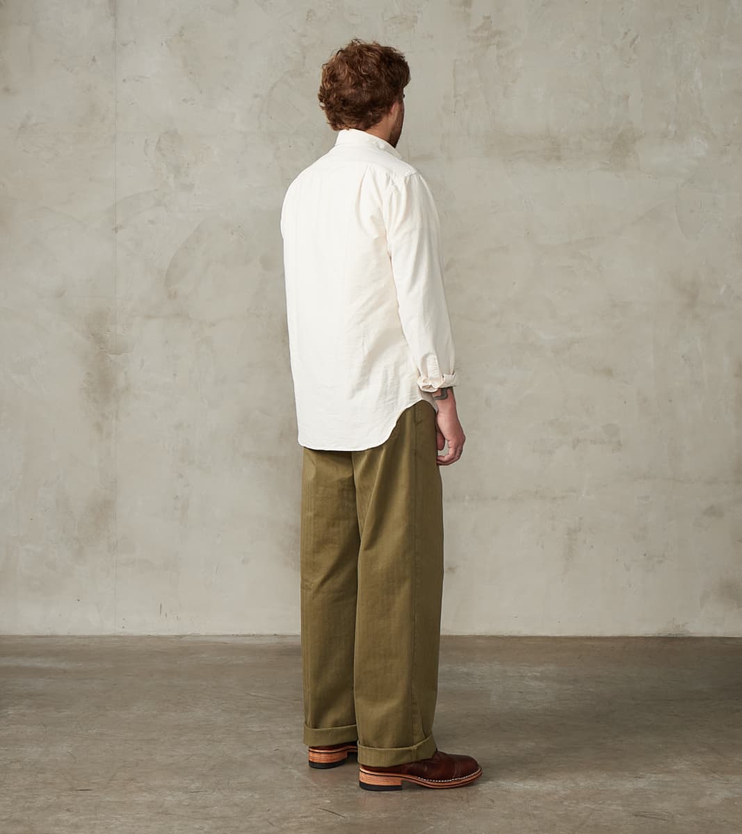 Silver Utility Trouser - Sage Herringbone Twill