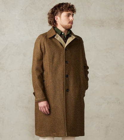 Stanford Reversible Coat - Chestnut Wool Herringbone Twill
