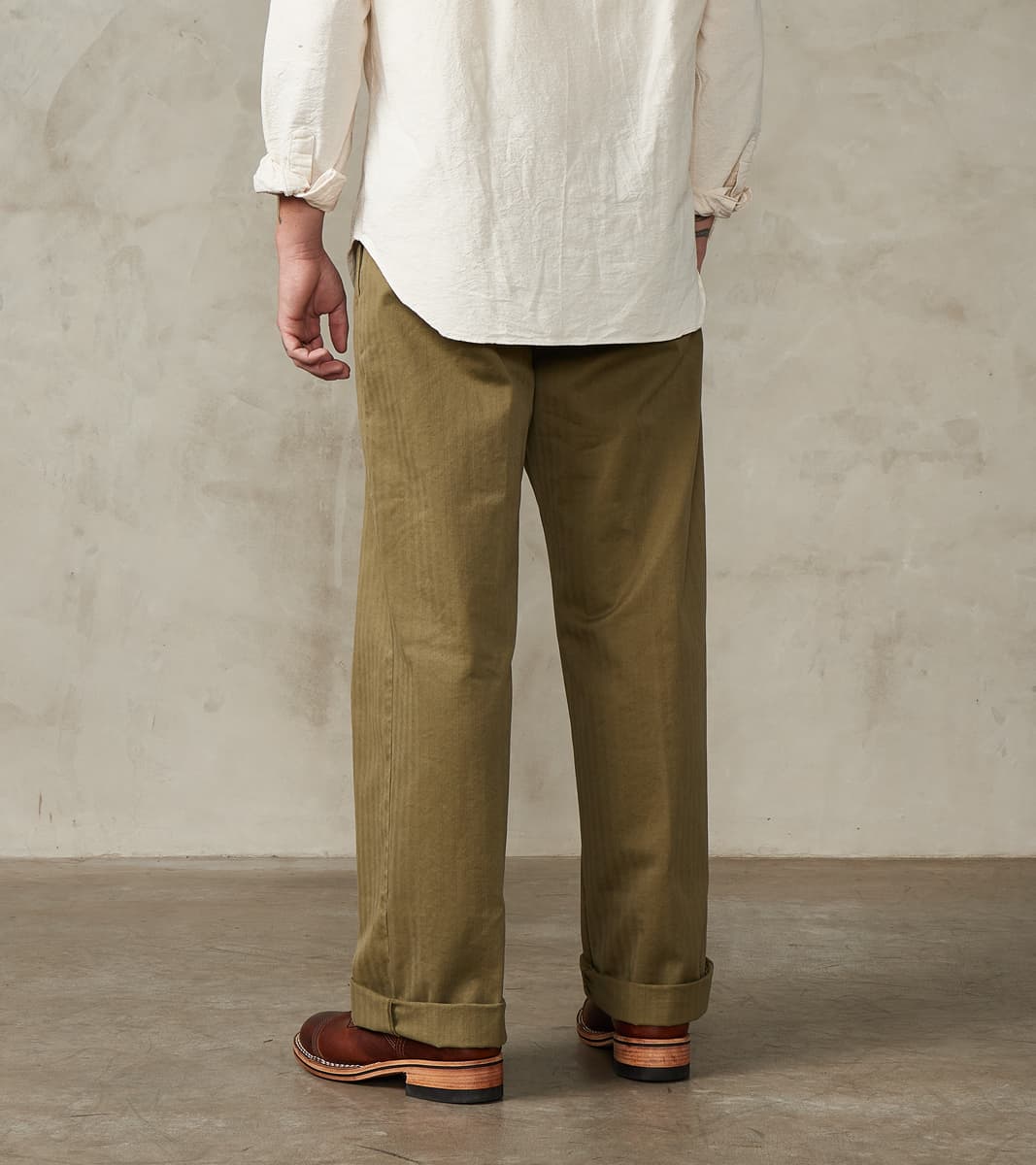 Silver Utility Trouser - Sage Herringbone Twill