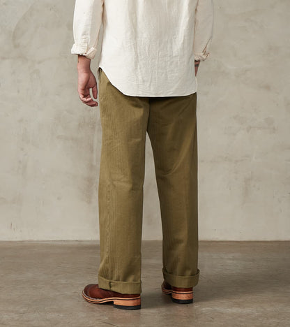Silver Utility Trouser - Sage Herringbone Twill
