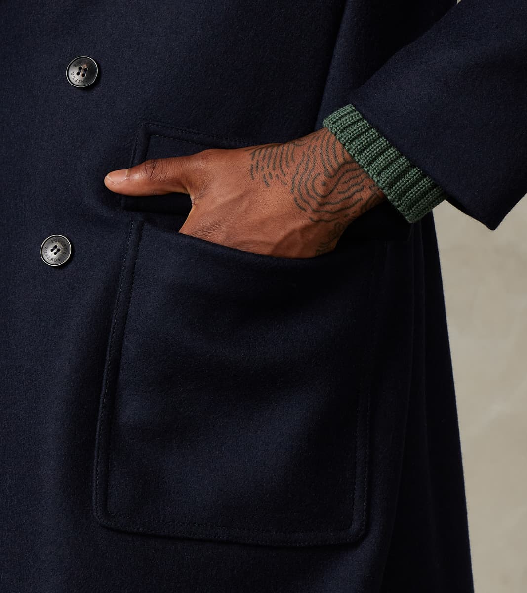 Serwilliam Coat - Navy Wool Twill