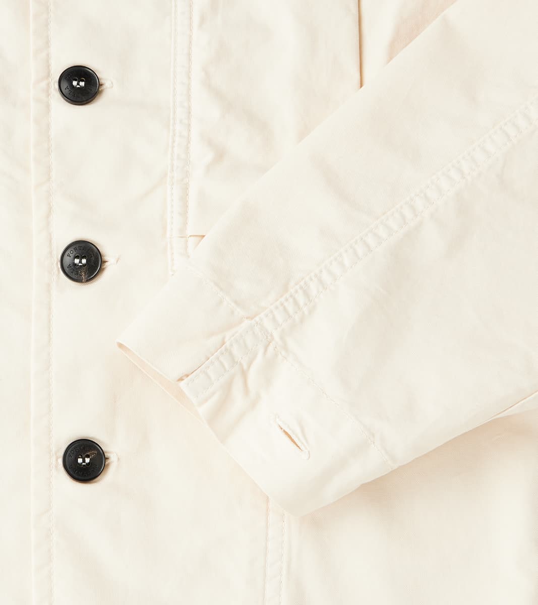 Solomon Military Overshirt - Milk Satin Twill