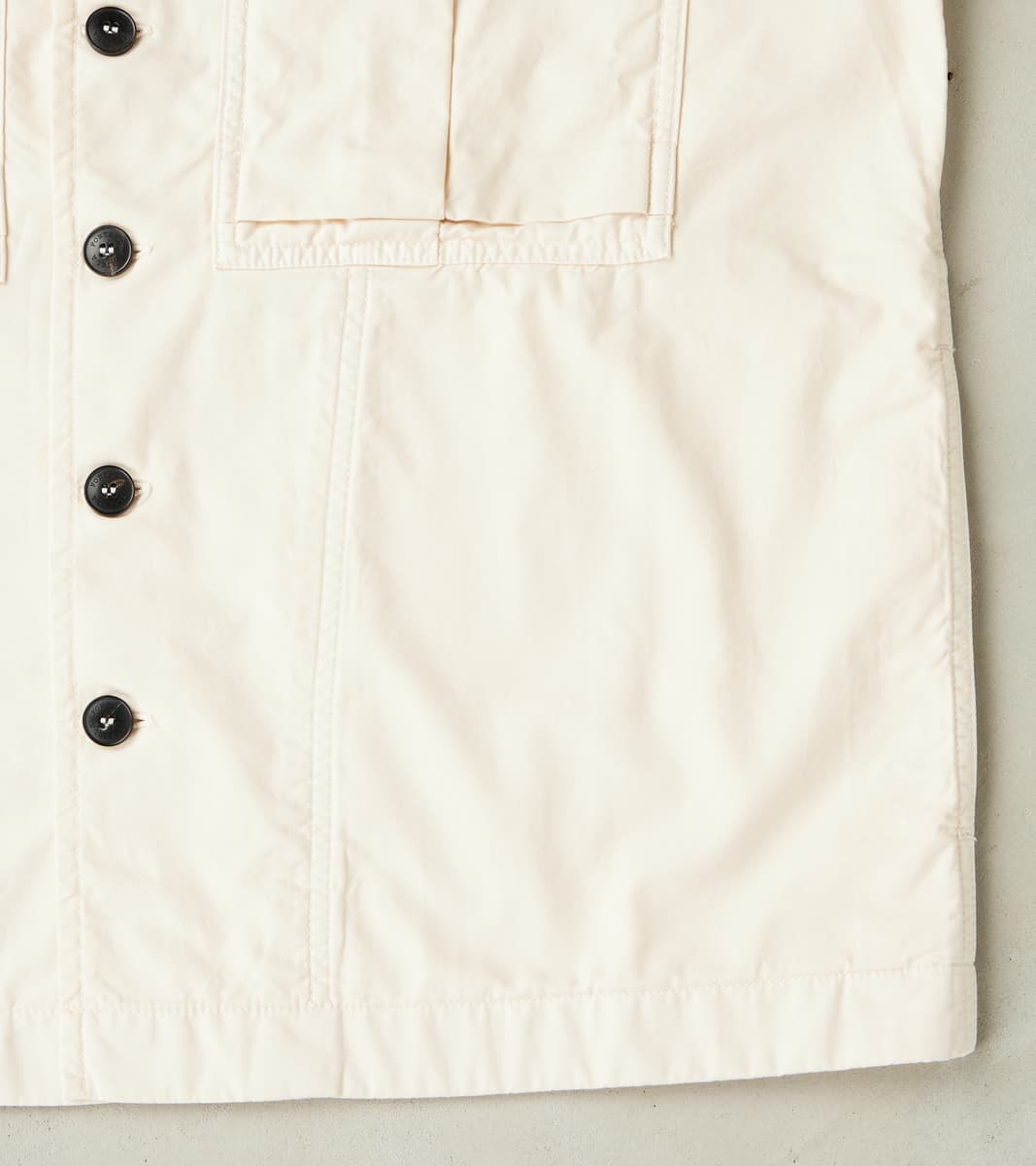 Solomon Military Overshirt - Milk Satin Twill