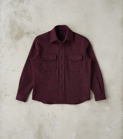Fortela Kenny Overshirt - Burgundy Boiled Wool Twill