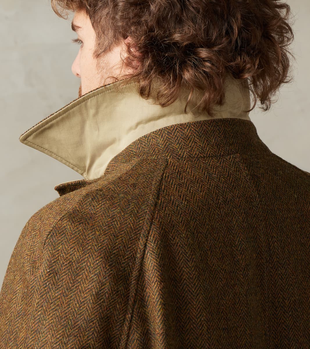 Stanford Reversible Coat - Chestnut Wool Herringbone Twill