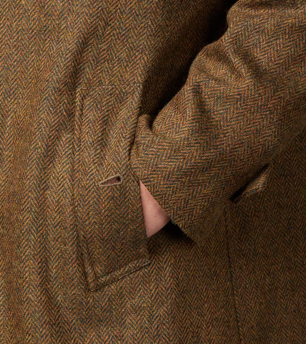 Stanford Reversible Coat - Chestnut Wool Herringbone Twill