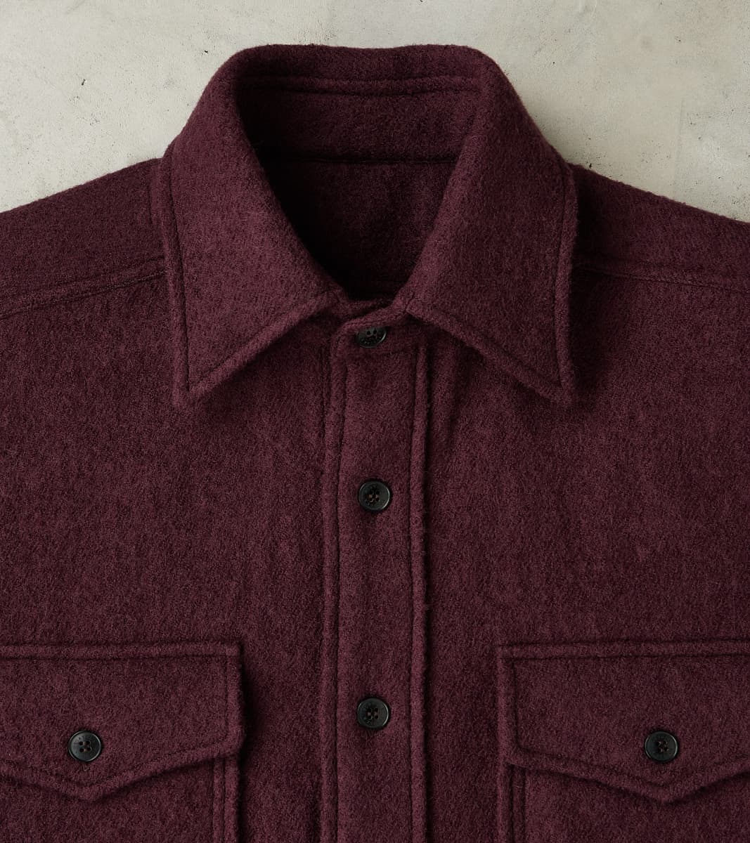 Kenny Overshirt - Burgundy Boiled Wool Twill