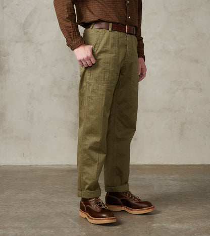 New Fatigue Trouser - Sage Herringbone Twill