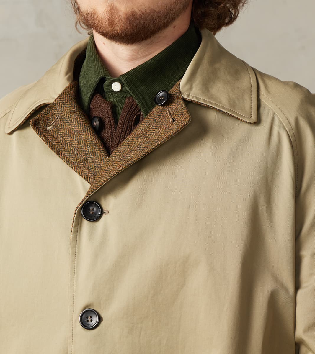 Stanford Reversible Coat - Chestnut Wool Herringbone Twill