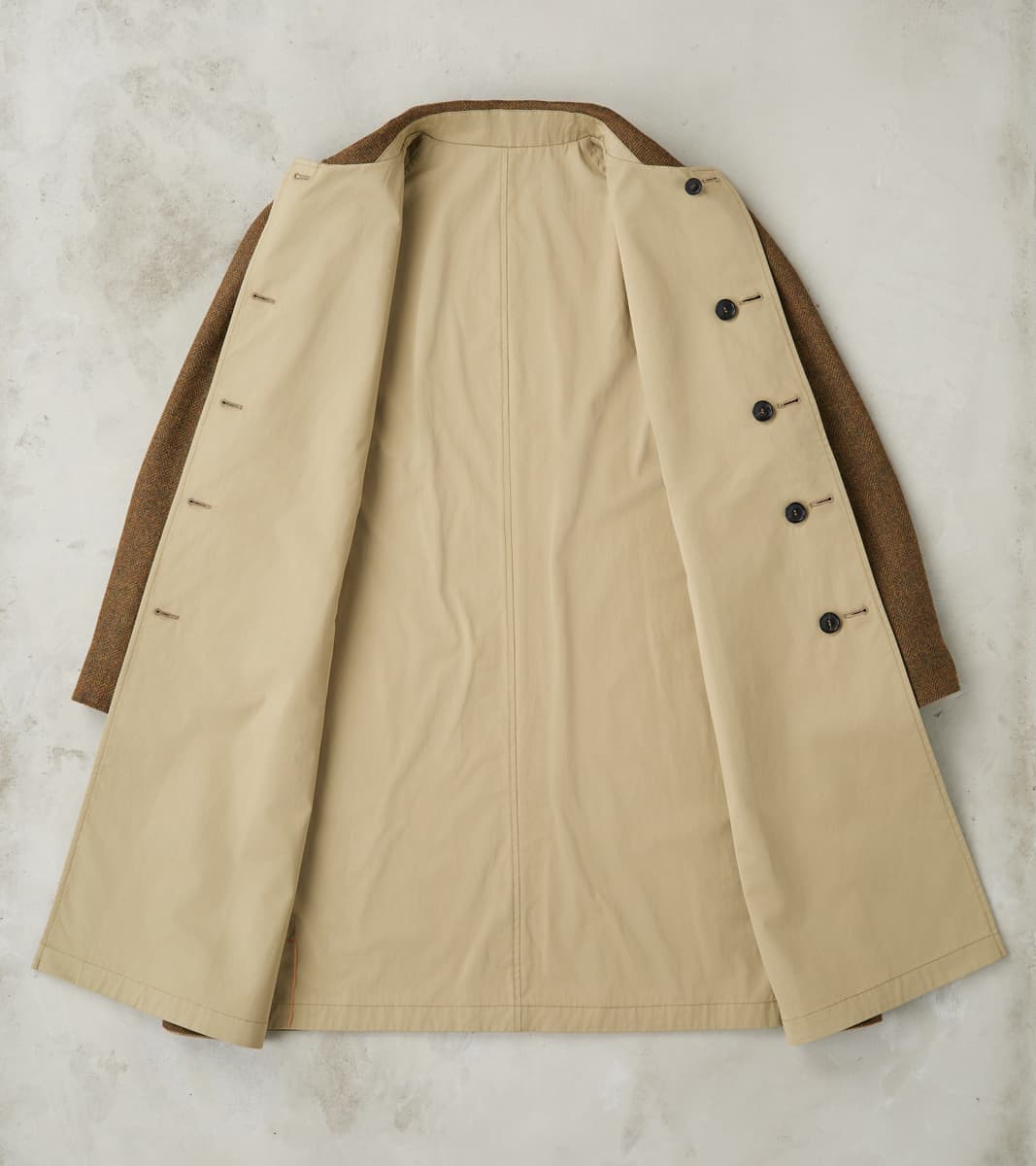 Stanford Reversible Coat - Chestnut Wool Herringbone Twill